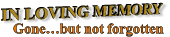 IN LOVING MEMORY Gone…but not forgotten